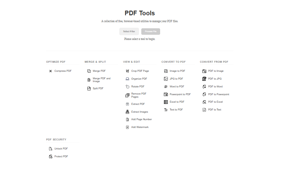 PDF Tools application interface